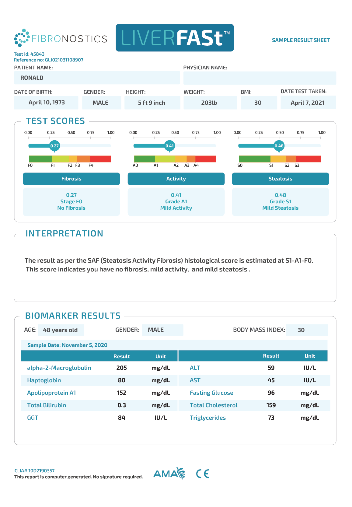 results sheet